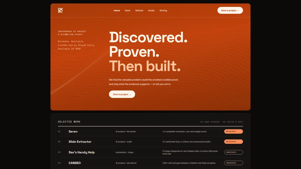 Homepage snapshot at launch