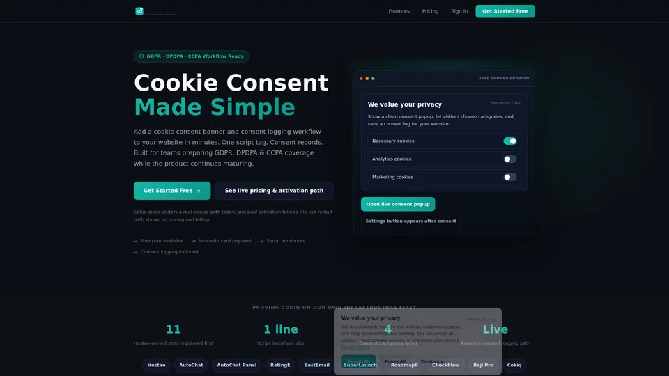Homepage snapshot at launch