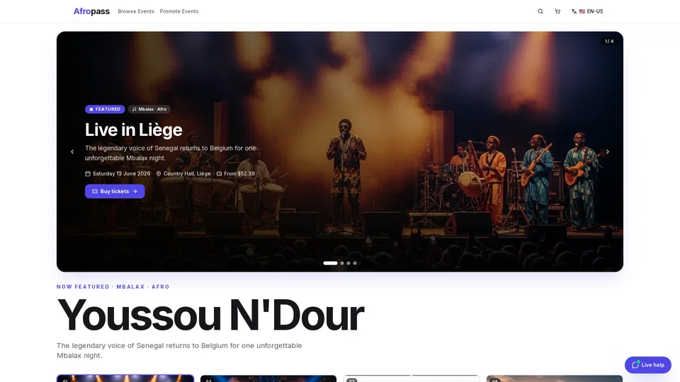 Homepage snapshot at launch