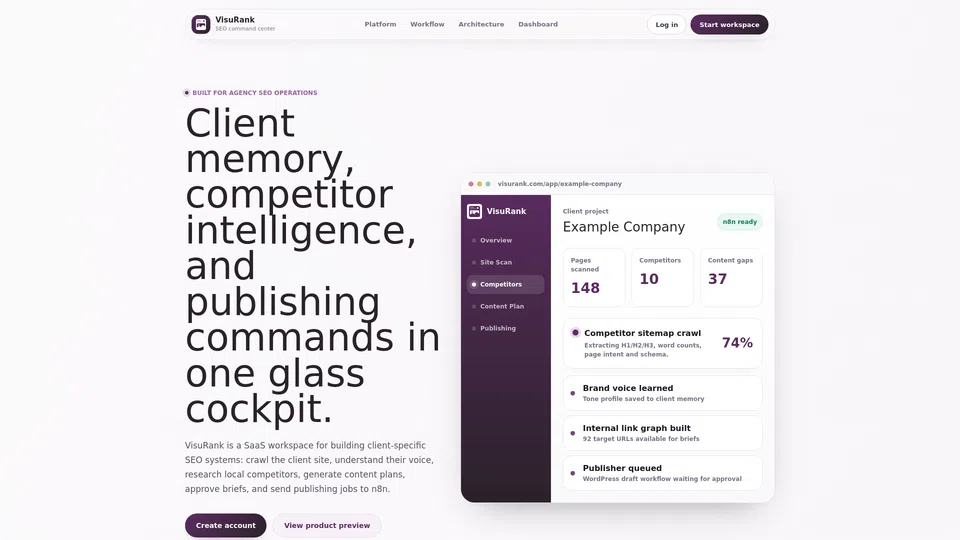 Homepage snapshot at launch