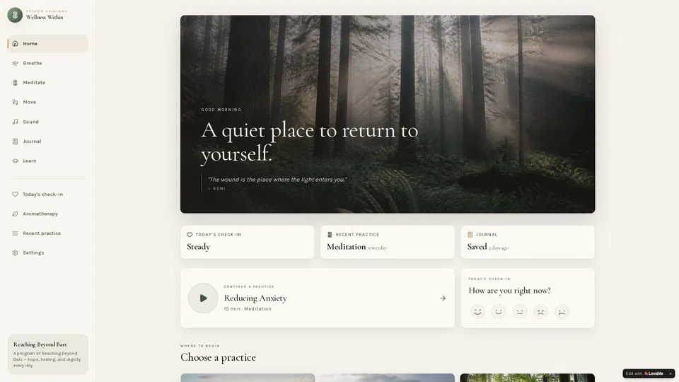 Homepage snapshot at launch