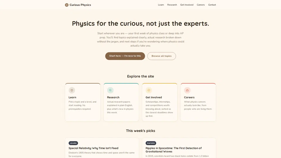 Homepage snapshot at launch