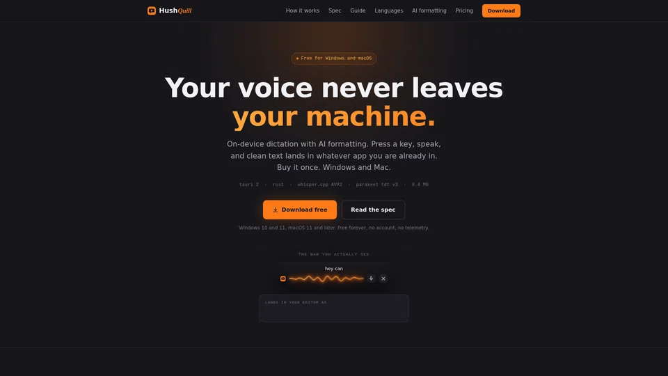 Homepage snapshot at launch