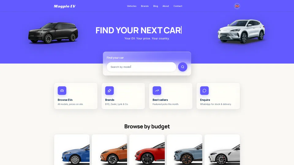 Homepage snapshot at launch