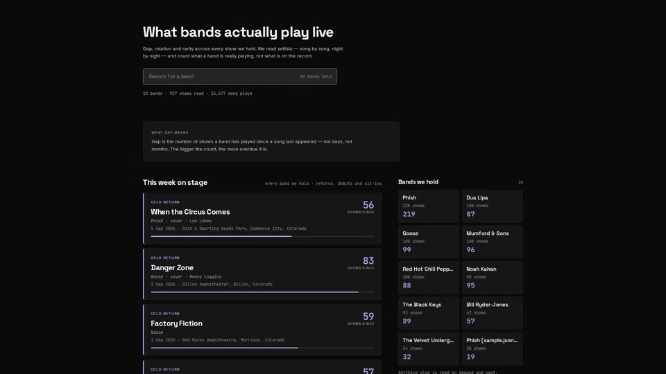 Homepage snapshot at launch