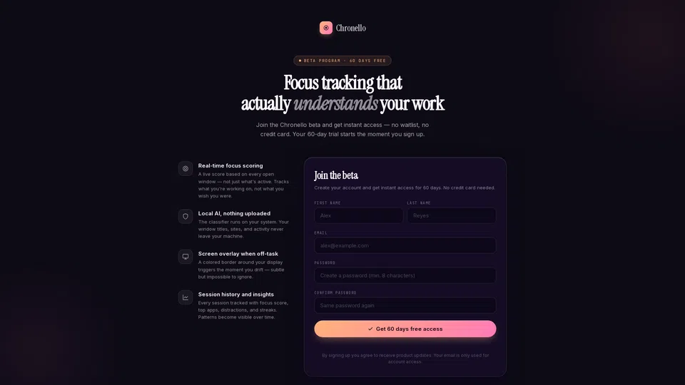 Homepage snapshot at launch