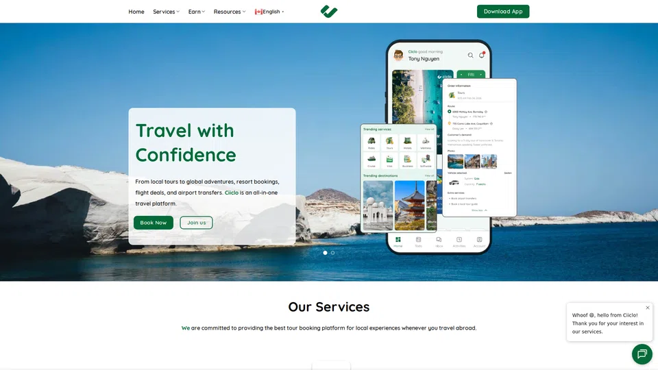Homepage snapshot at launch