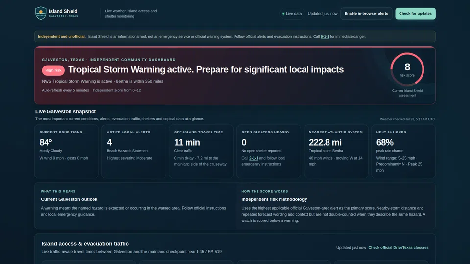Homepage snapshot at launch