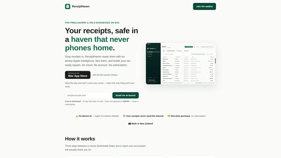Homepage snapshot at launch