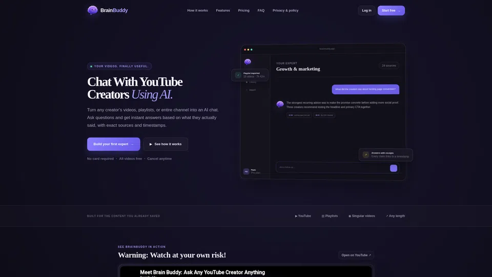 Homepage snapshot at launch
