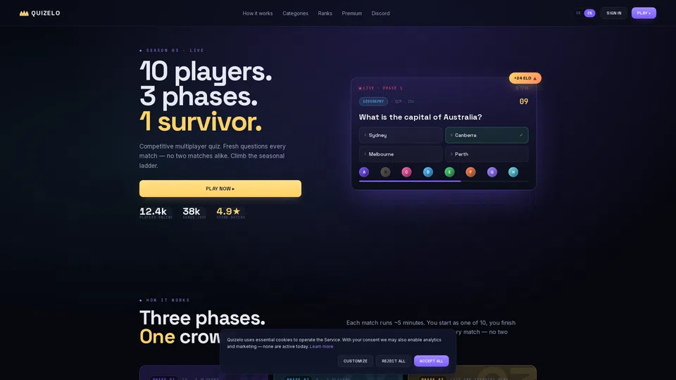 Homepage snapshot at launch