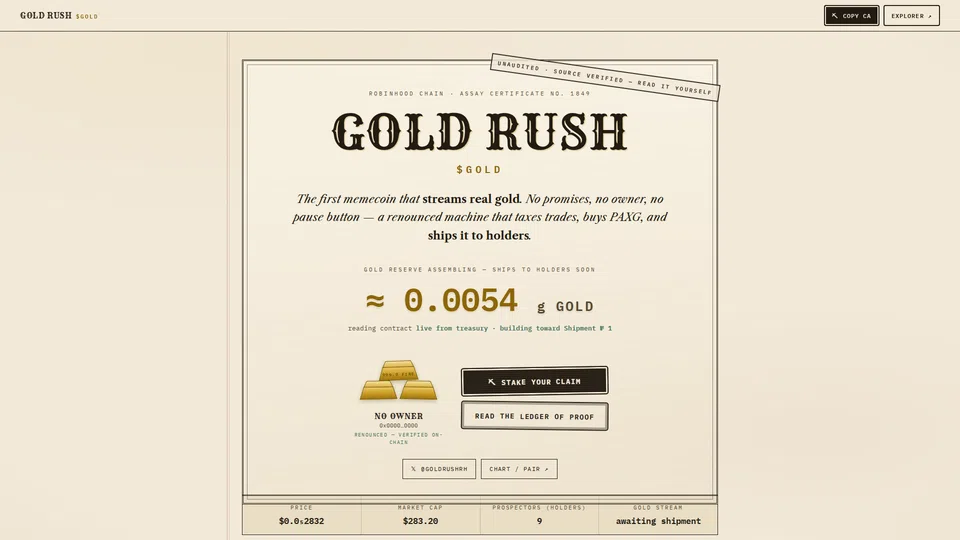 Homepage snapshot at launch