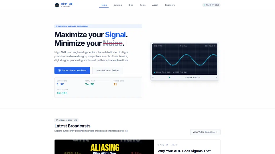 Homepage snapshot at launch