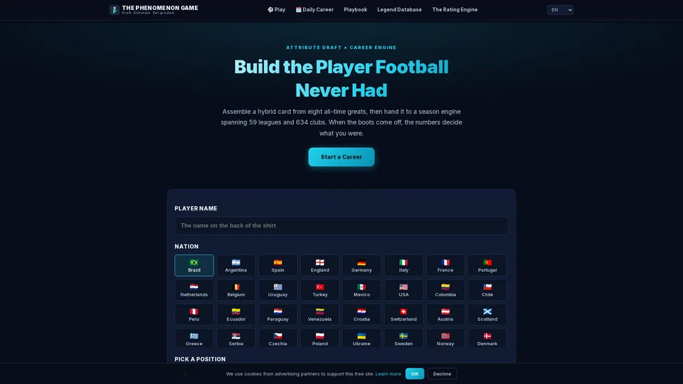 Homepage snapshot at launch