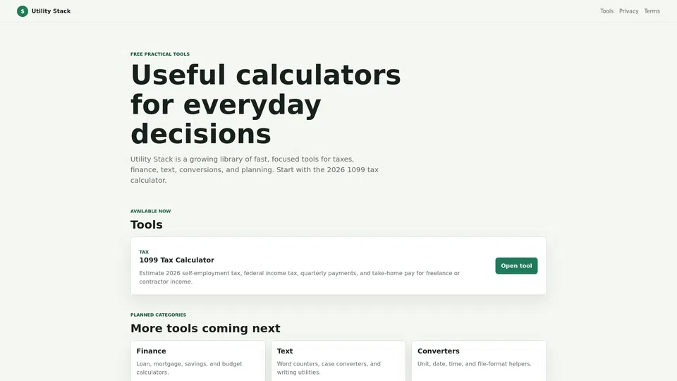 Homepage snapshot at launch