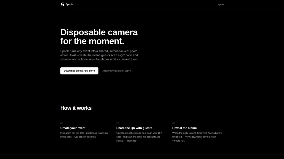 Homepage snapshot at launch