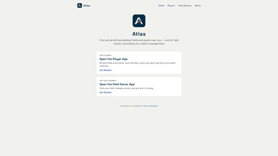 Homepage snapshot at launch