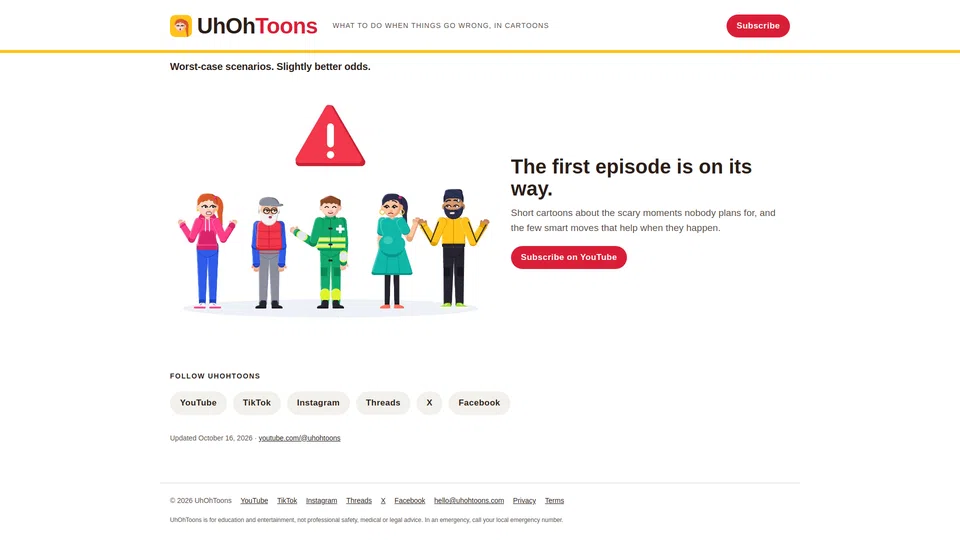 Homepage snapshot at launch