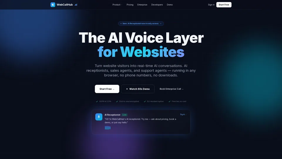 Homepage snapshot at launch