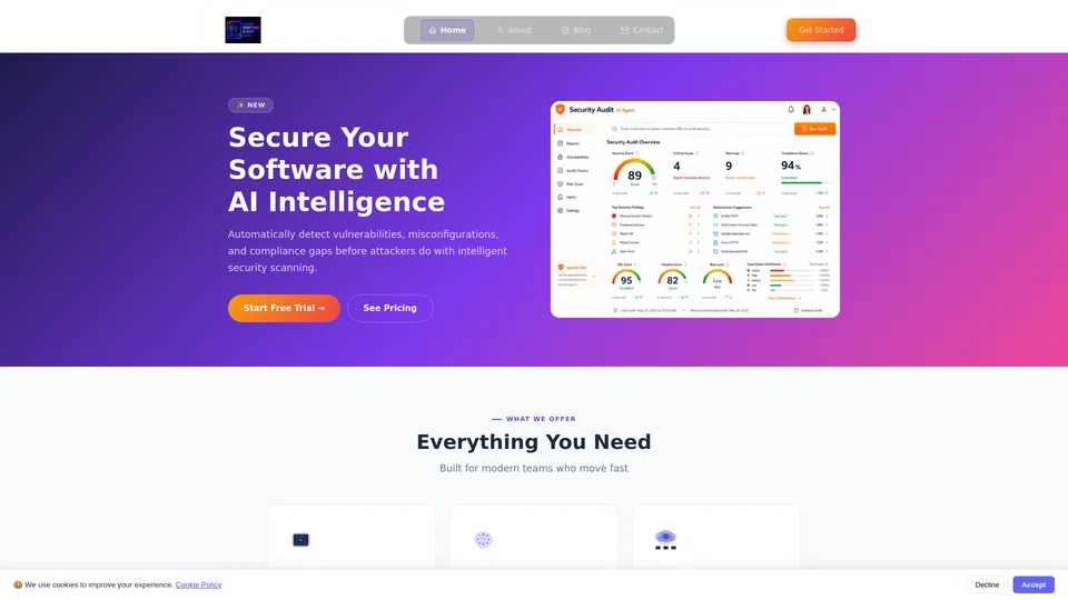 Homepage snapshot at launch