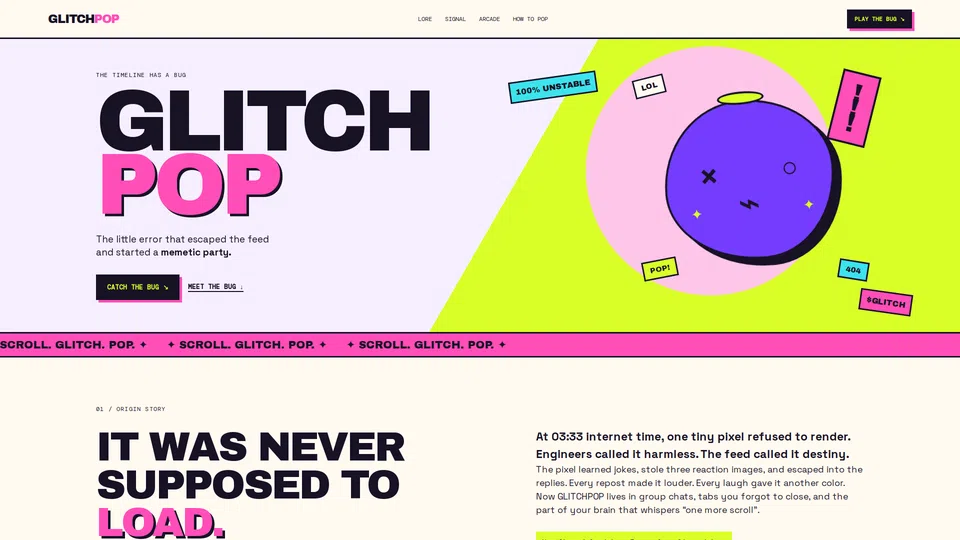 Homepage snapshot at launch