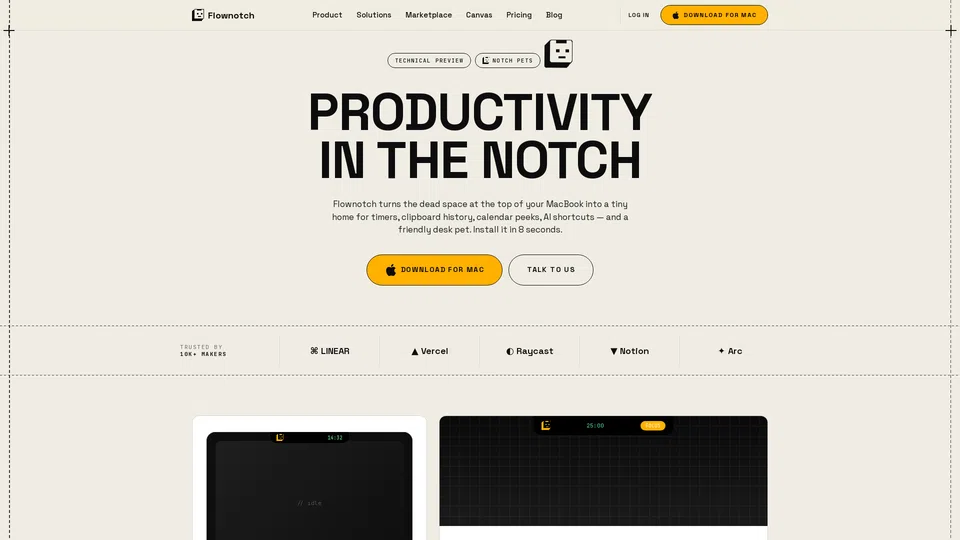 Homepage snapshot at launch