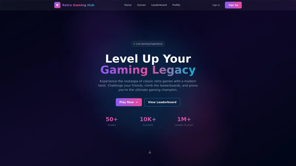 Homepage snapshot at launch