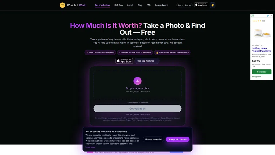Homepage snapshot at launch