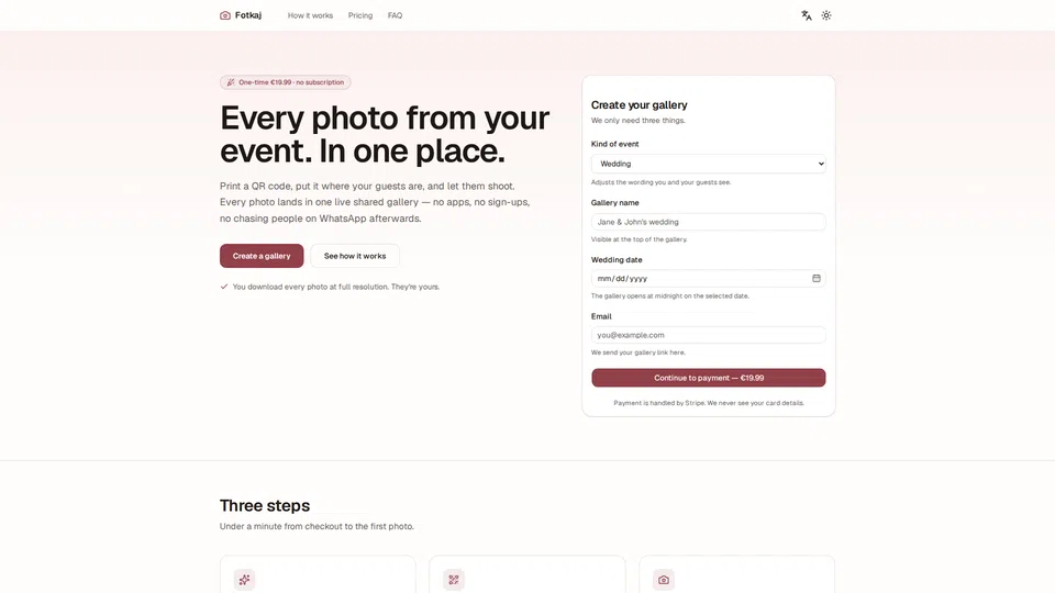 Homepage snapshot at launch