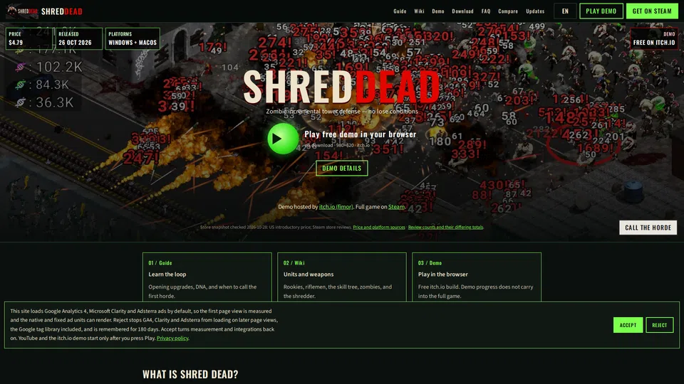 Homepage snapshot at launch