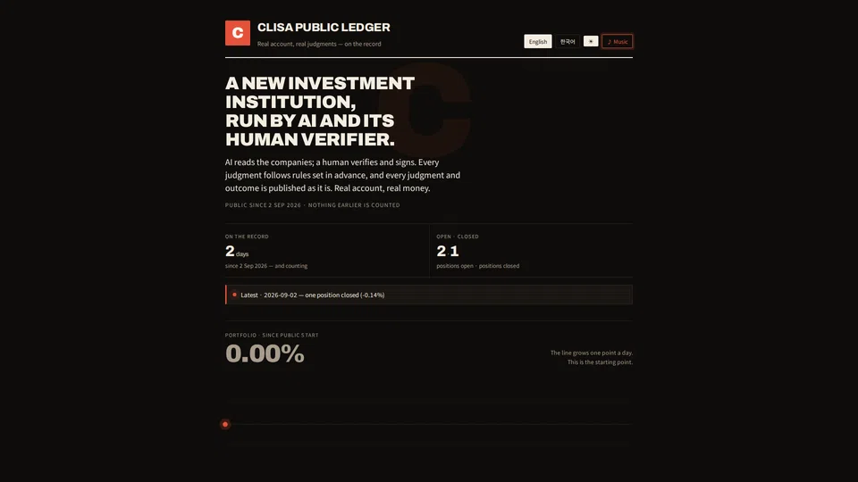 Homepage snapshot at launch