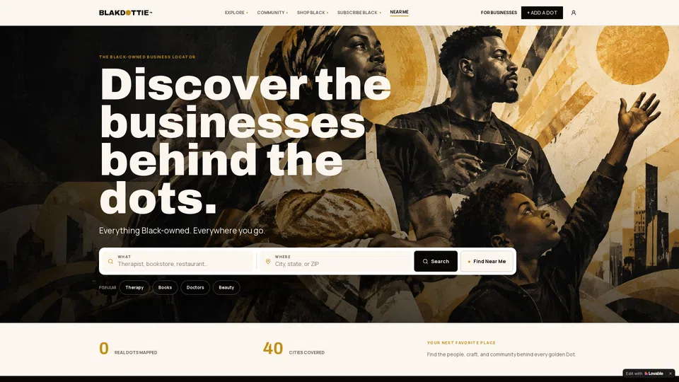 Homepage snapshot at launch