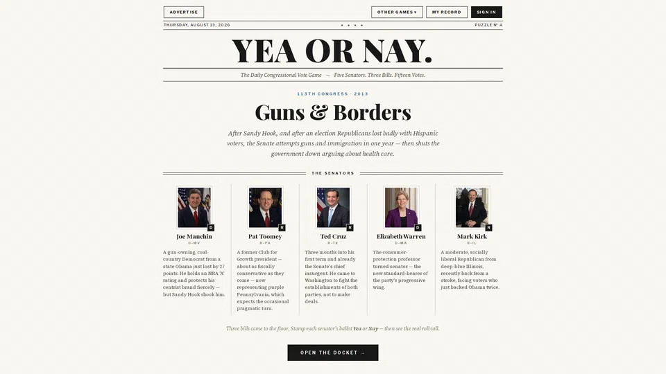 Homepage snapshot at launch