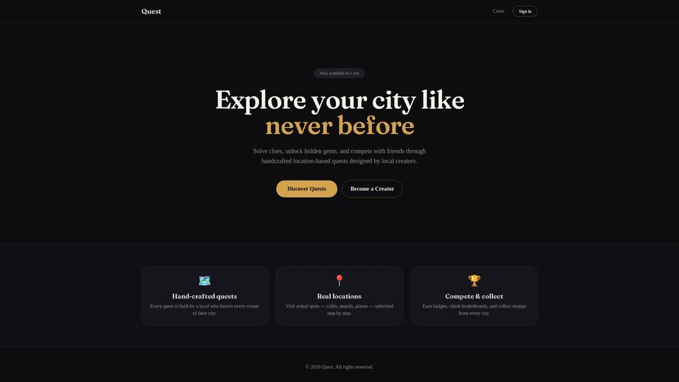 Homepage snapshot at launch