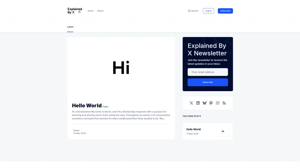 Homepage snapshot at launch