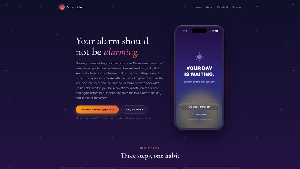 Homepage snapshot at launch