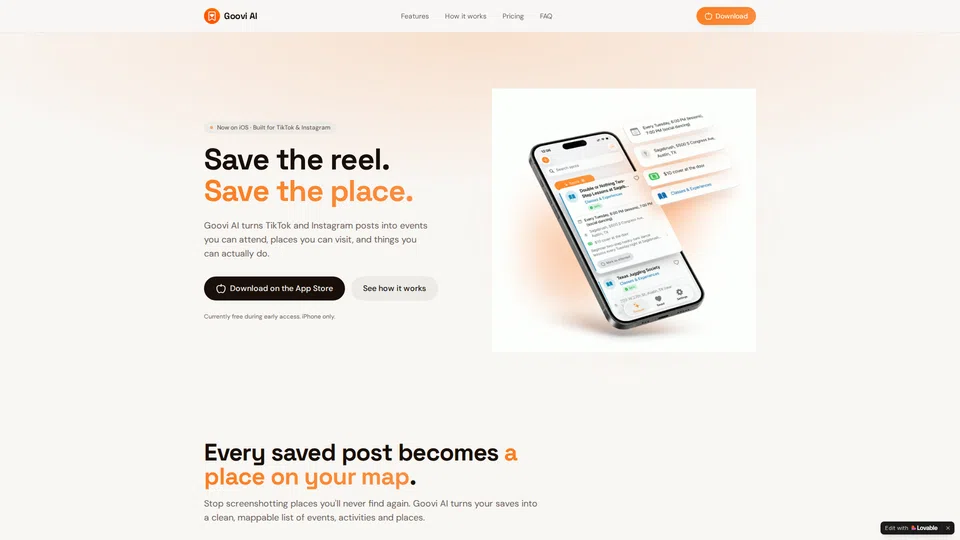 Homepage snapshot at launch