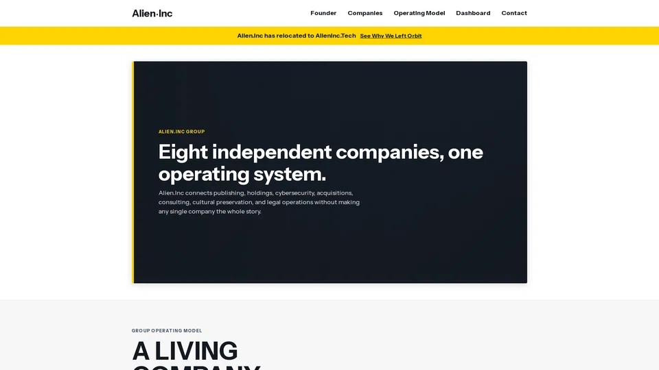 Homepage snapshot at launch