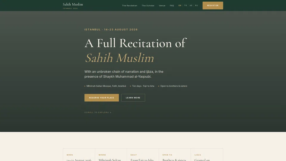 Homepage snapshot at launch