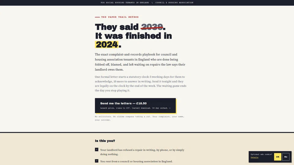 Homepage snapshot at launch