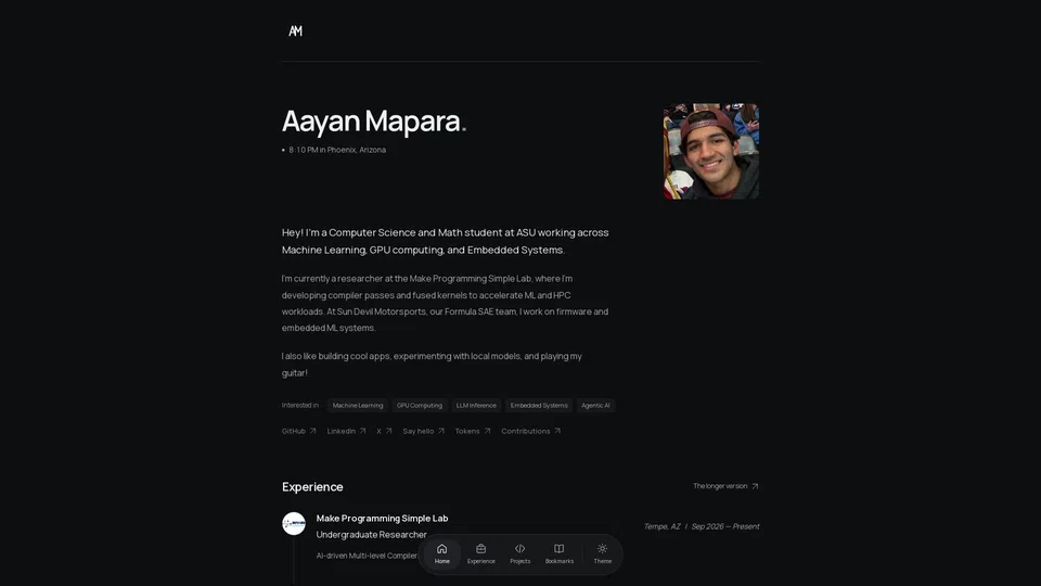 Homepage snapshot at launch