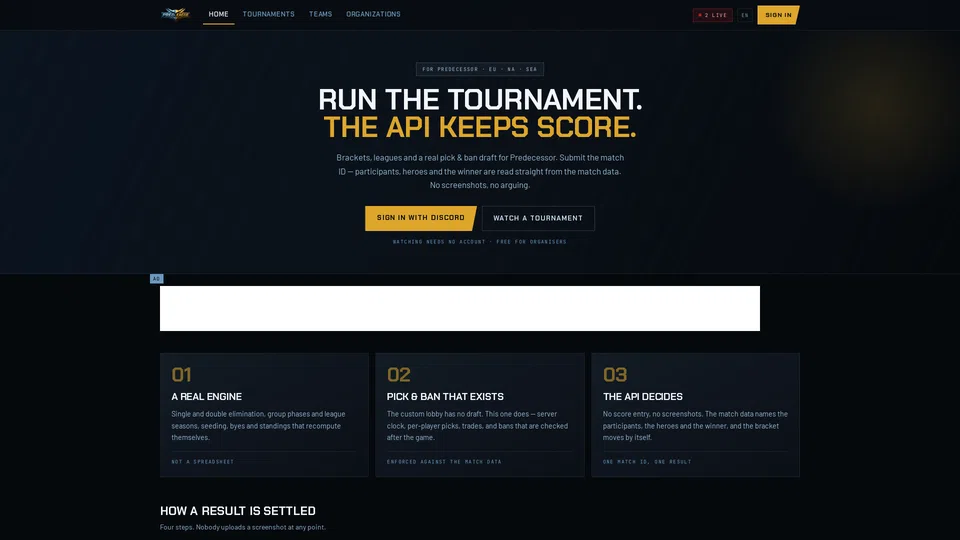 Homepage snapshot at launch