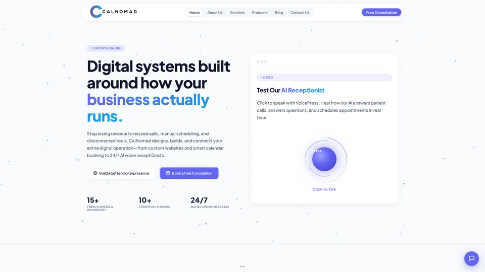 Homepage snapshot at launch