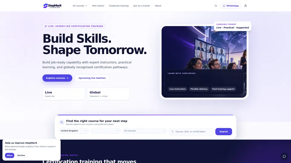 Homepage snapshot at launch