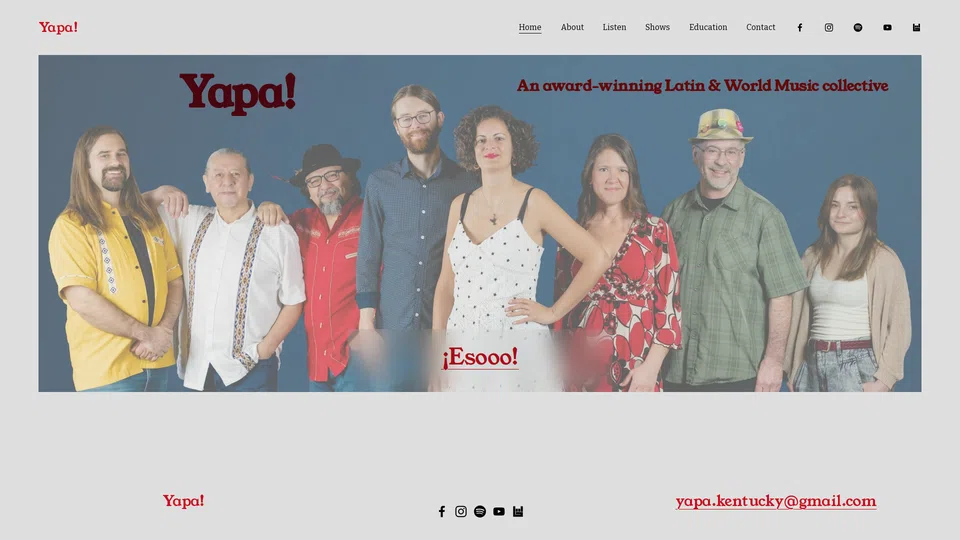 Homepage snapshot at launch