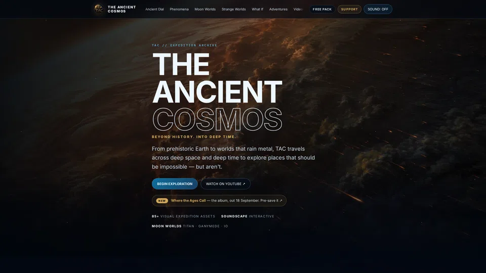Homepage snapshot at launch