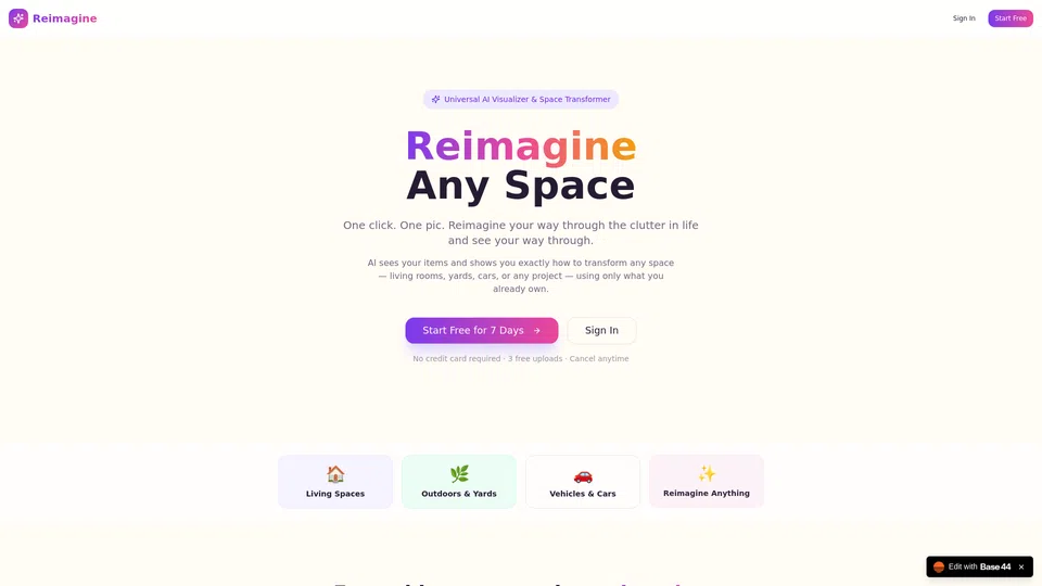 Homepage snapshot at launch