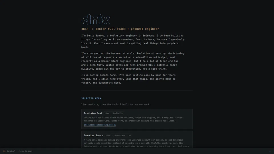 Homepage snapshot at launch