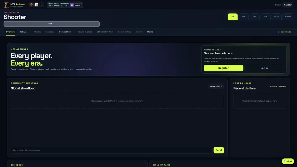 Homepage snapshot at launch