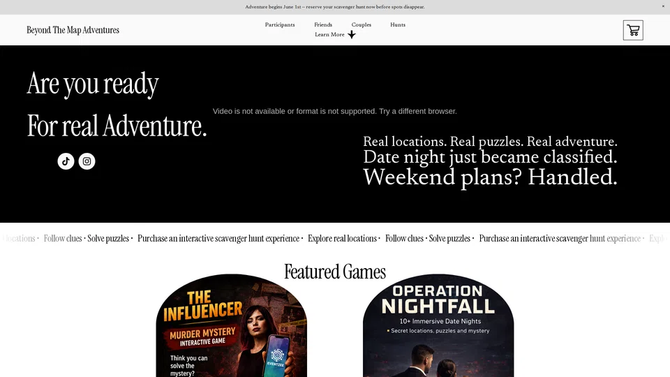 Homepage snapshot at launch